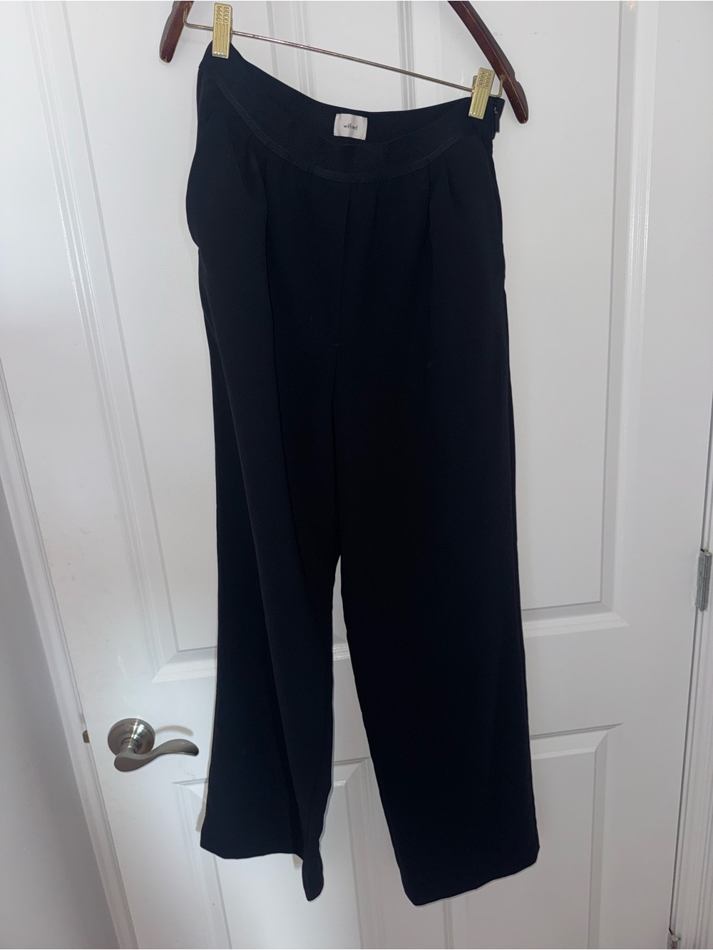 Wilfred Black Wide-Leg Draped Trousers